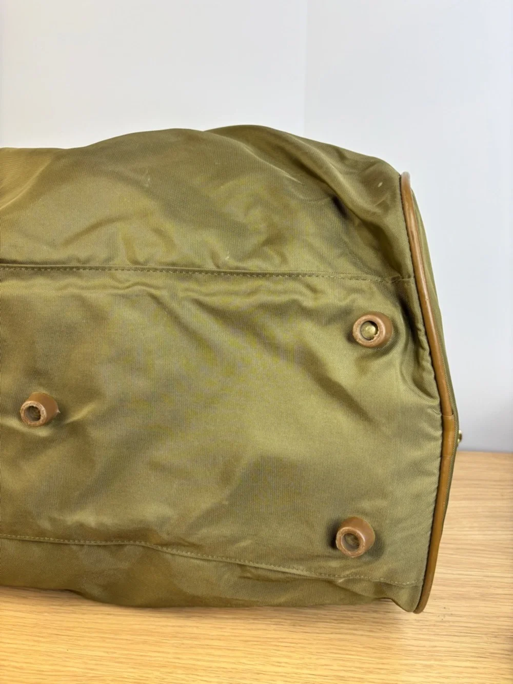Vintage Hartmann Weekender Duffle Durable Olive Green Ballistic Nylon w/Leather